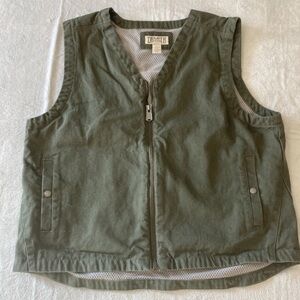 Duluth Trading Co Canvas Green Utility Vest with Zipper